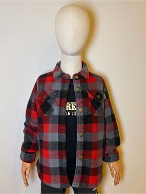 Eddie Bauer Boys Plaid Fleece Lined Shacket Jacket Size 6/7